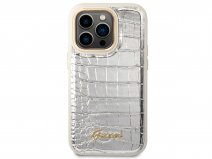 Guess Glossy Croco Case Zilver - iPhone 14 Pro Max hoesje