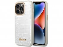 Guess Glossy Croco Case Zilver - iPhone 14 Pro Max hoesje