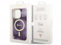 Guess Marble MagSafe TPU Case Paars - iPhone 14 Pro Max hoesje