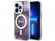 Guess Marble MagSafe TPU Case Paars - iPhone 14 Pro Max hoesje