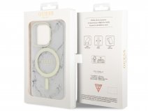 Guess Marble MagSafe TPU Case Wit - iPhone 14 Pro Max hoesje