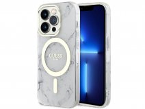 Guess Marble MagSafe TPU Case Wit - iPhone 14 Pro Max hoesje