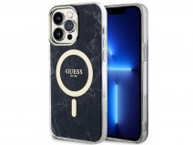 Guess Marble MagSafe TPU Case Zwart - iPhone 14 Pro Max hoesje