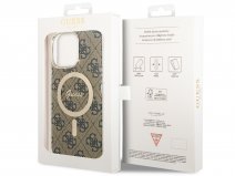 Guess Monogram MagSafe TPU Case Bruin - iPhone 14 Pro Max hoesje