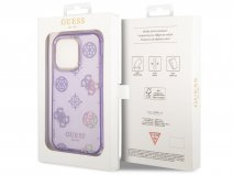 Guess Peony Glitter TPU Case Paars - iPhone 14 Pro Max hoesje