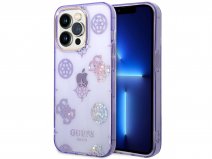 Guess Peony Glitter TPU Case Paars - iPhone 14 Pro Max hoesje