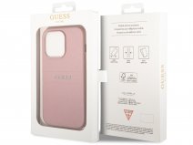 Guess Saffiano Strap Case Roze - iPhone 14 Pro Max hoesje