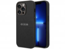 Guess Saffiano Strap Case Zwart - iPhone 14 Pro Max hoesje