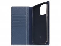 SLG Design D6 Leather Diary Case Blauw - iPhone 14 Pro Max hoesje Leer