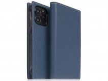 SLG Design D6 Leather Diary Case Blauw - iPhone 14 Pro Max hoesje Leer