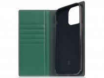 SLG Design D6 Leather Diary Case Groen - iPhone 14 Pro Max hoesje Leer