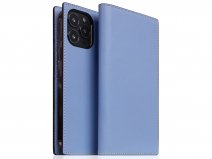 SLG Design D9 Chevere Chagrin Leer Blauw - iPhone 14 Pro Max hoesje