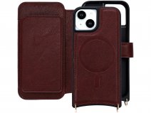 CaseMania 2in1 Bookcase met Koord en Minibag - iPhone 15 Hoesje Bordeaux