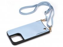 CaseMania Crossbody Card Case met Koord - iPhone 15 Hoesje Blauw