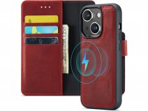 CaseMania 2in1 Magnetic Leather Bookcase Rood - iPhone 15 Hoesje Leer