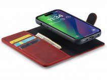 CaseMania 2in1 Magnetic Leather Bookcase Rood - iPhone 15 Hoesje Leer