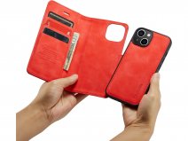 CaseMania 2in1 Magnetic Bookcase Rood - iPhone 15 Hoesje