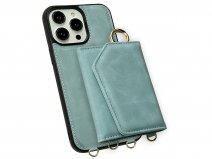 CaseMania 2in1 Koord Case met MagSafe Spiegel Wallet Aqua - iPhone 15 Hoesje