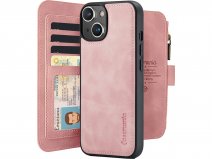 CaseMania 2in1 Wallet Ritsvak Case Roze - iPhone 15 Hoesje