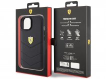 Ferrari Quilted Leather Case Zwart - iPhone 15 Hoesje