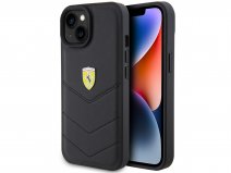 Ferrari Quilted Leather Case Zwart - iPhone 15 Hoesje