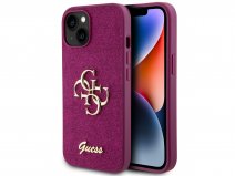 Guess Big 4G Glitter Case Paars - iPhone 15 hoesje