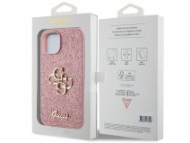 Guess Big 4G Glitter Case Roze - iPhone 15 hoesje