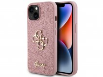 Guess Big 4G Glitter Case Roze - iPhone 15 hoesje