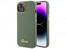 Guess Script Silicone Hard Case Groen - iPhone 15/14/13 hoesje