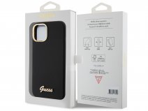 Guess Script Silicone Hard Case Zwart - iPhone 15/14/13 hoesje