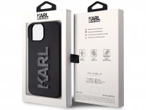 Karl Lagerfeld 3D Glitter Logo Case Zwart - iPhone 15 hoesje