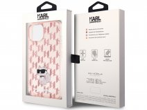 Karl Lagerfeld Choupette Monogram Case Roze - iPhone 15 hoesje