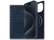 SLG Design D7 Italian Wax Leer Blauw - iPhone 15 hoesje