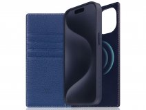 SLG Design D8 2in1 Leather Folio Navy Blue - iPhone 15 hoesje