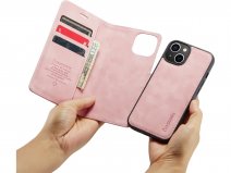 CaseMania 2in1 Magnetic Bookcase Roze - iPhone 15 Plus Hoesje