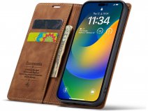 CaseMania Vintage Slim Bookcase Cognac - iPhone 15 Plus hoesje