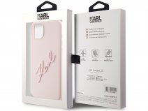 Karl Lagerfeld Metal Signature Case Roze - iPhone 14 Plus/15 Plus hoesje