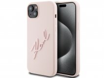 Karl Lagerfeld Metal Signature Case Roze - iPhone 14 Plus/15 Plus hoesje