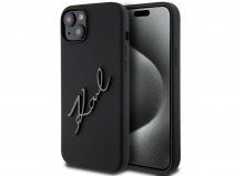 Karl Lagerfeld Metal Signature Case Zwart - iPhone 14 Plus/15 Plus hoesje