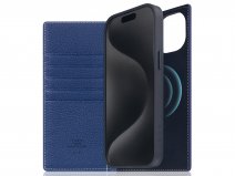 SLG Design D8 2in1 Leather Folio Navy Blue - iPhone 15 Plus hoesje
