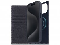 SLG Design D8 2in1 Leather Folio Black Blue - iPhone 15 Plus hoesje