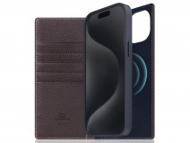 SLG Design D8 2in1 Leather Folio Brown Cream - iPhone 15 Plus hoesje