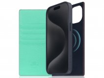 SLG Design D8 2in1 Leather Folio Teal - iPhone 15 Plus hoesje