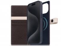 SLG Design D8 Edition 2in1 Leather Folio Brown Cream - iPhone 15 Plus hoesje