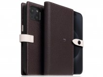 SLG Design D8 Edition 2in1 Leather Folio Brown Cream - iPhone 15 Plus hoesje