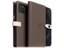 SLG Design D8 Edition 2in1 Leather Folio Etoff Cream - iPhone 15 Plus hoesje