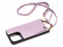 CaseMania Crossbody Card Case met Koord - iPhone 15 Pro Hoesje Lila Paars