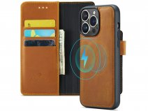 CaseMania 2in1 Magnetic Leather Bookcase Cognac - iPhone 15 Pro Hoesje Leer