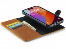 CaseMania 2in1 Magnetic Leather Bookcase Cognac - iPhone 15 Pro Hoesje Leer
