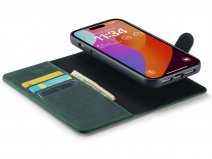 CaseMania 2in1 Magnetic Leather Bookcase Groen - iPhone 15 Pro Hoesje Leer